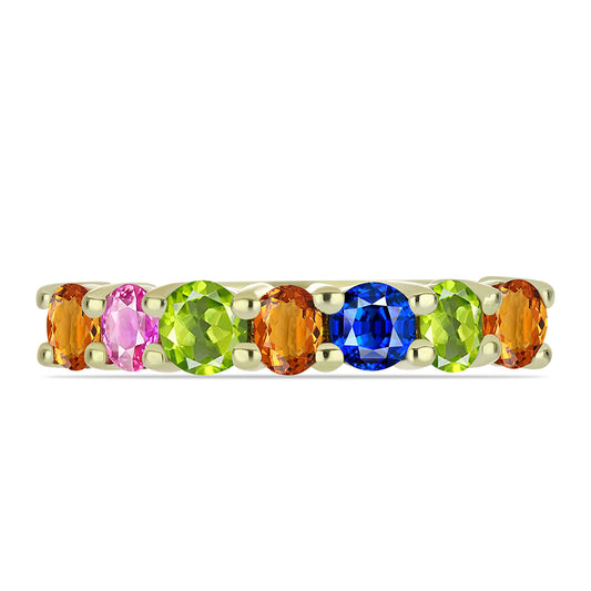 Goldplattierter Silberring mit regenbogenfarbenem Rosebery Saphir