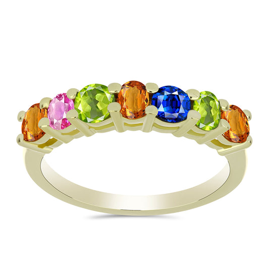 Goldplattierter Silberring mit regenbogenfarbenem Rosebery Saphir