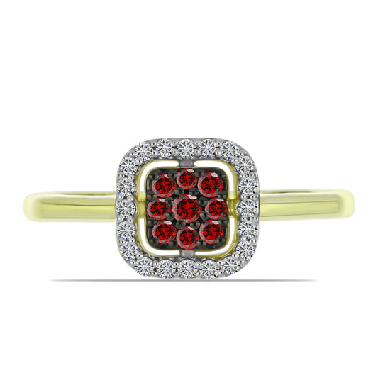 Goldplattierter Silberring mit rotem Diamant