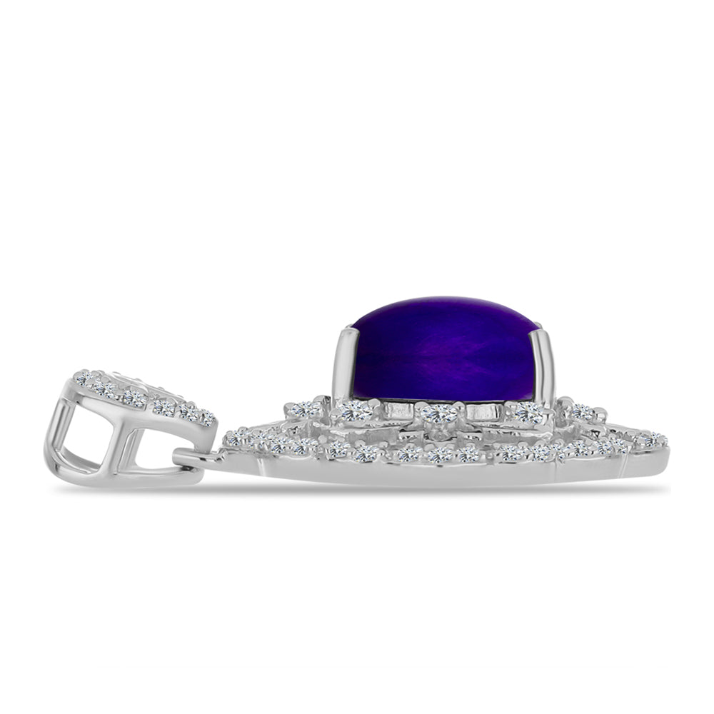 Silberanhänger mit lila Jade und weißem Topas 4 