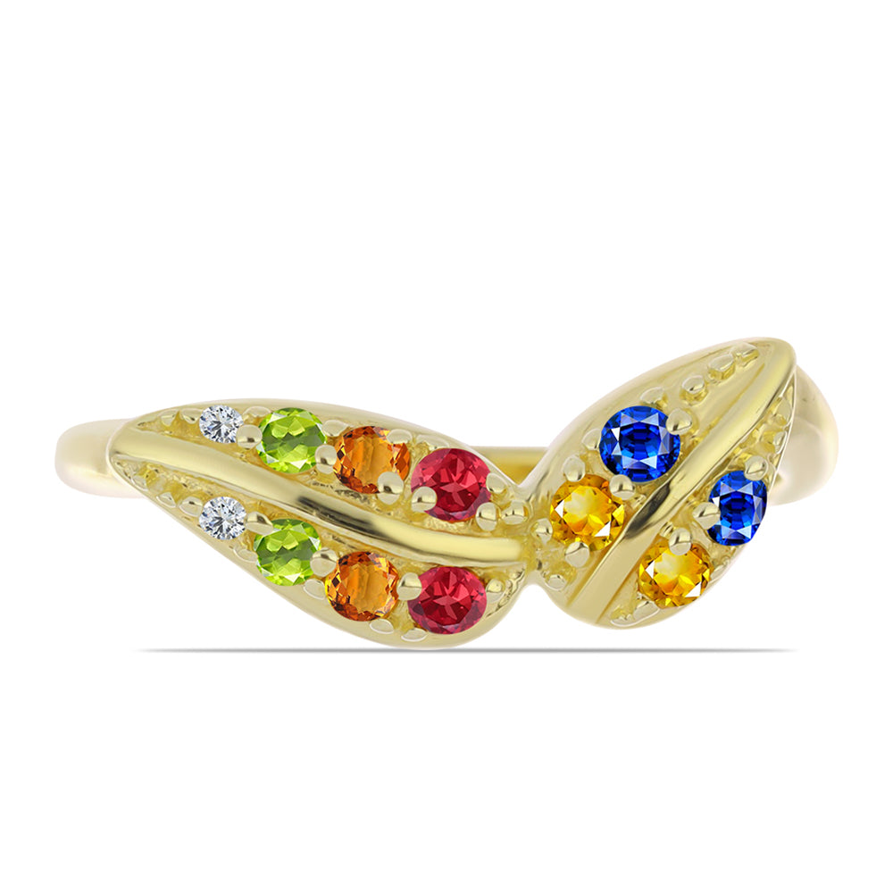 Goldplattierter Silberring mit regenbogenfarbenem Rosebery Saphir und weißem Topas 1 