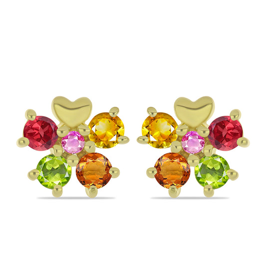 Goldplattierte Silberohrringe mit regenbogenfarbenem Rosebery Saphir