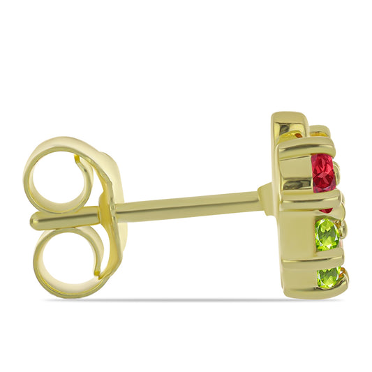 Goldplattierte Silberohrringe mit regenbogenfarbenem Rosebery Saphir
