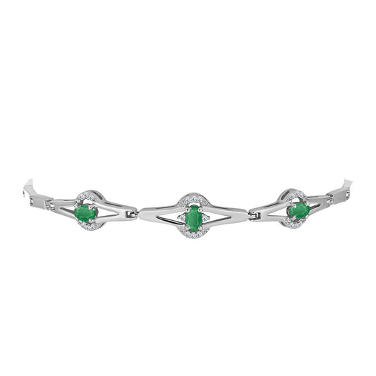 Silberarmband mit brasilianischem Smaragd und weißem Topas