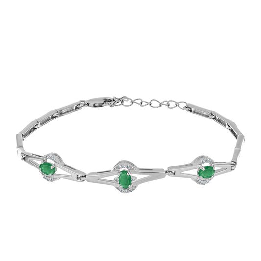 Silberarmband mit brasilianischem Smaragd und weißem Topas