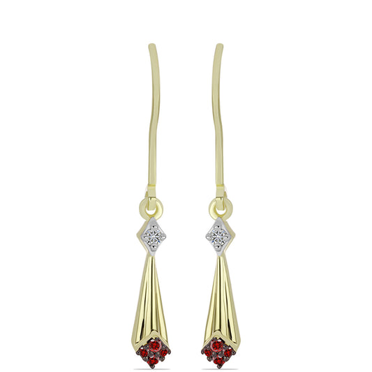 Goldplattierte Silberohrringe mit rotem Diamant und weißem Diamant