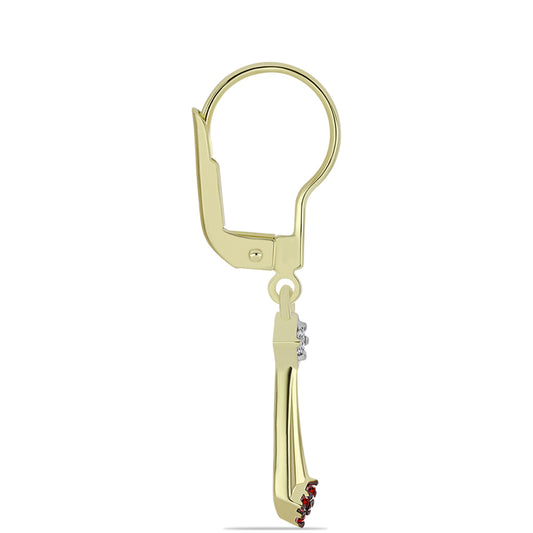 Goldplattierte Silberohrringe mit rotem Diamant und weißem Diamant