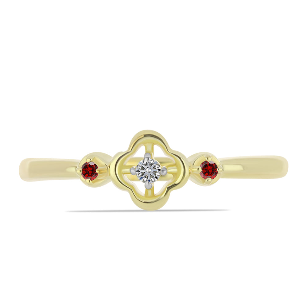 Goldplattierter Silberring mit rotem Diamant und weißem Diamant 1 