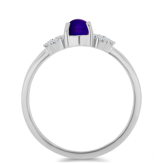 Silberring mit lila Jade und weißem Topas