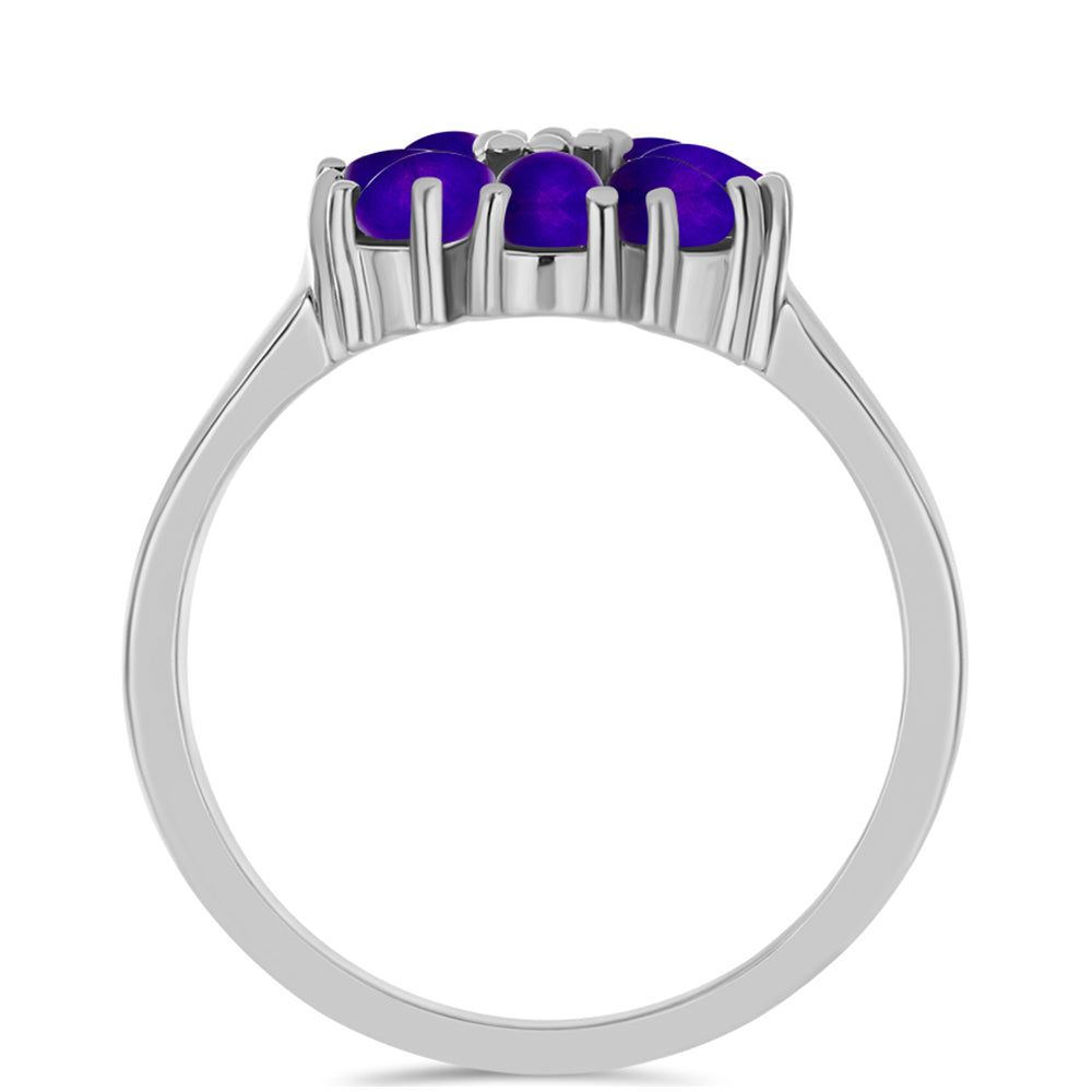 Silberring mit lila Jade und weißem Topas 2 