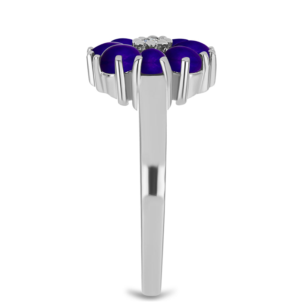 Silberring mit lila Jade und weißem Topas 4 