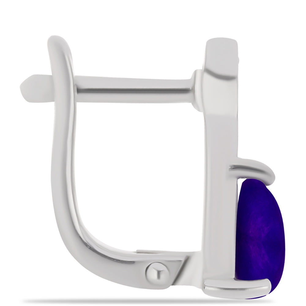 Silberohrringe mit lila Jade und weißem Topas 2 