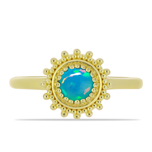 Goldplattierter Silberring mit äthiopischem Paraiba-Blauopal