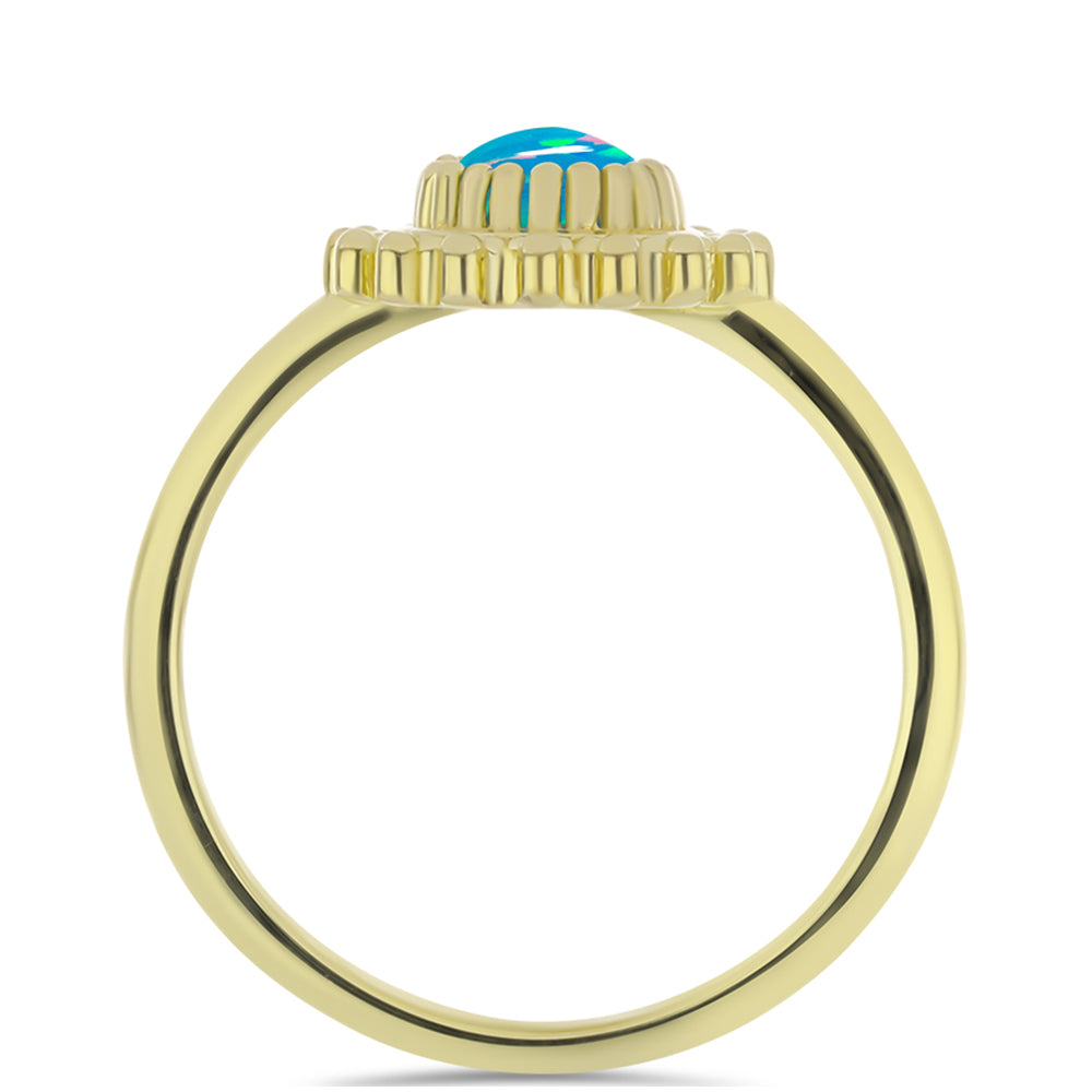 Goldplattierter Silberring mit äthiopischem Paraiba-Blauopal 2 