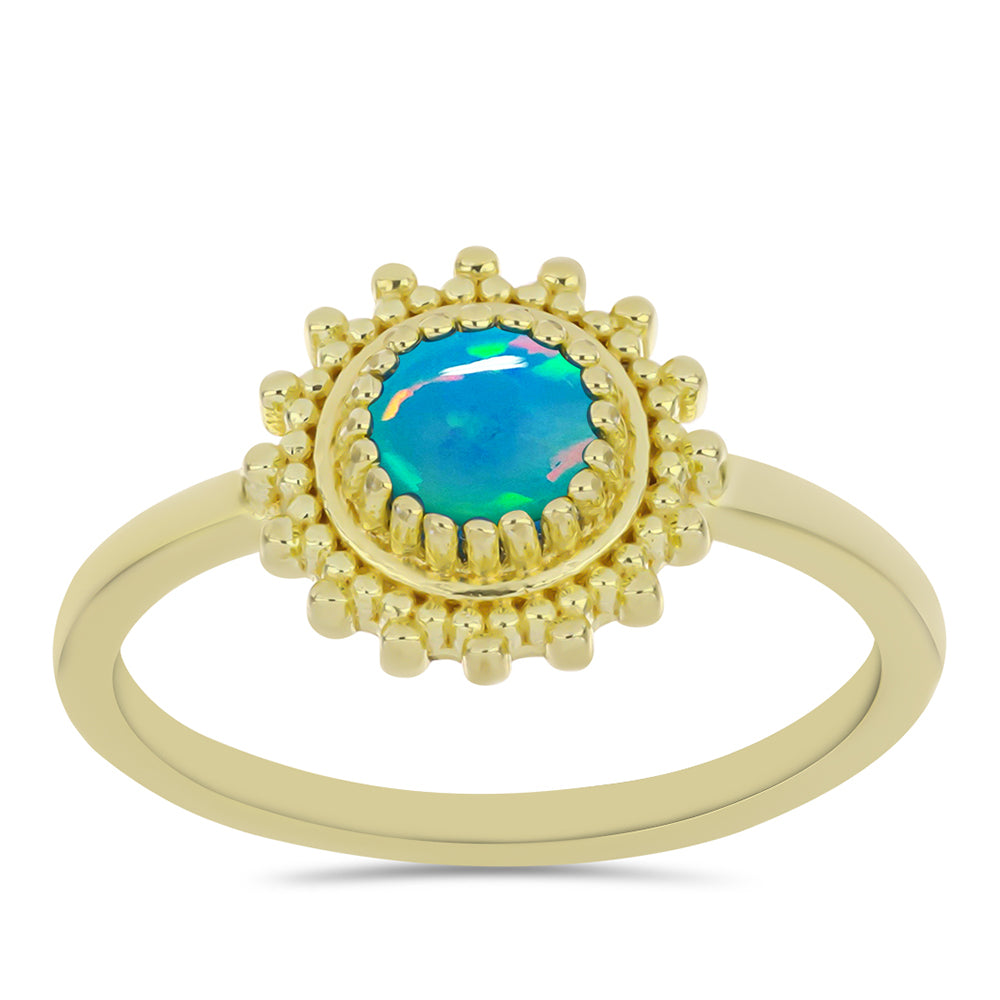 Goldplattierter Silberring mit äthiopischem Paraiba-Blauopal 3 