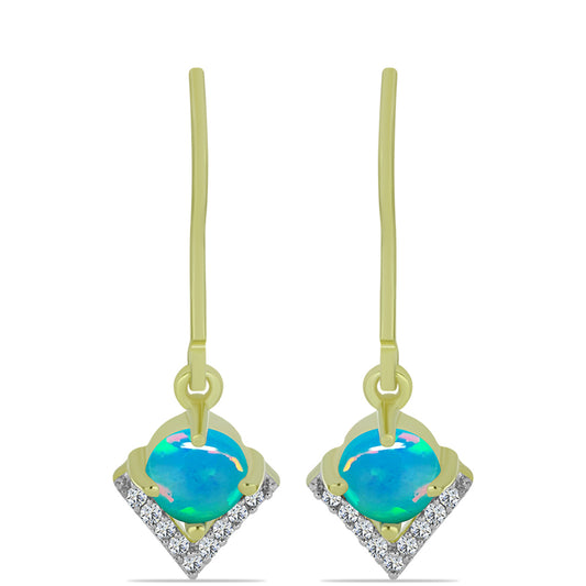 Goldplattierte Silberohrringe mit äthiopischem Paraiba-Blauopal und weißem Topas