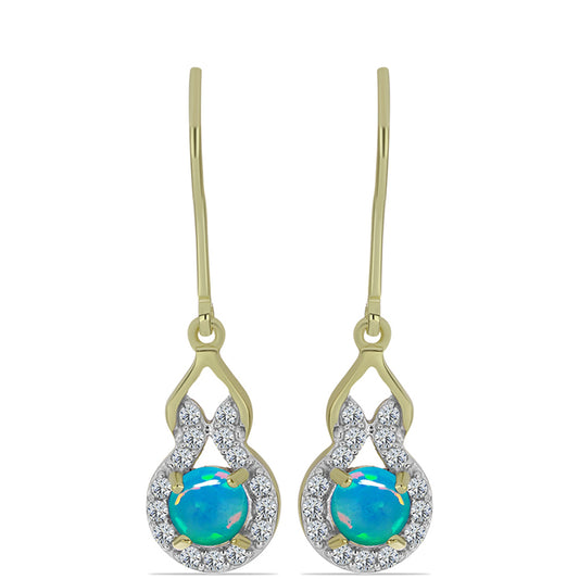 Goldplattierte Silberohrringe mit äthiopischem Paraiba-Blauopal und weißem Topas