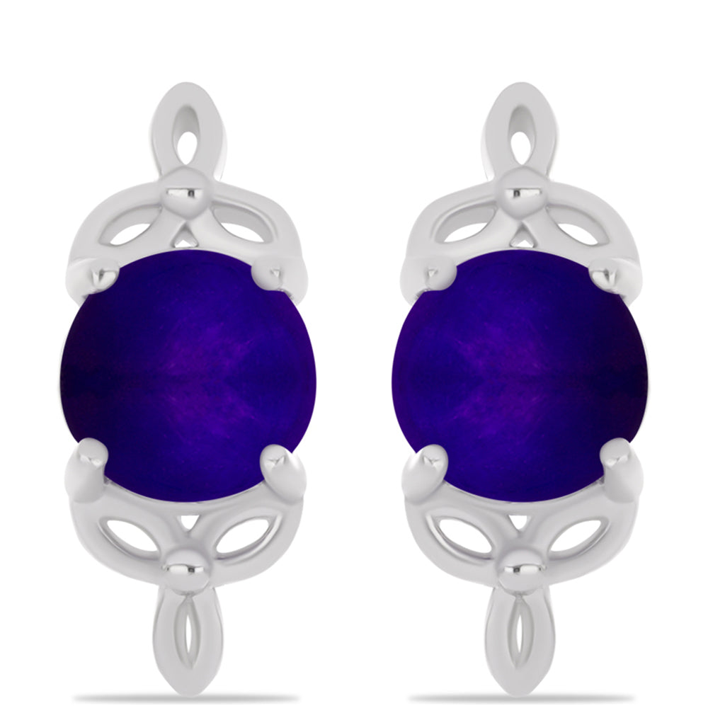Silberohrringe mit lila Jade 1 