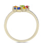 Goldplattierter Silberring mit regenbogenfarbenem Rosebery Saphir und weißem Topas