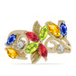 Goldplattierter Silberring mit regenbogenfarbenem Rosebery Saphir und weißem Topas