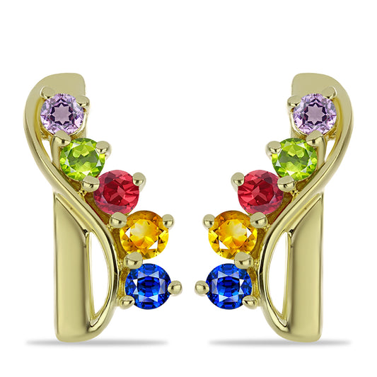 Goldplattierte Silberohrringe mit regenbogenfarbenem Rosebery Saphir