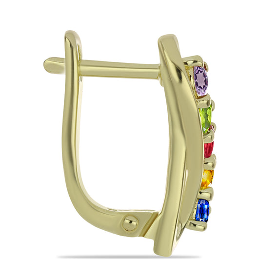 Goldplattierte Silberohrringe mit regenbogenfarbenem Rosebery Saphir