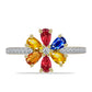 Goldplattierter Silberring mit regenbogenfarbenem Rosebery Saphir und weißem Topas