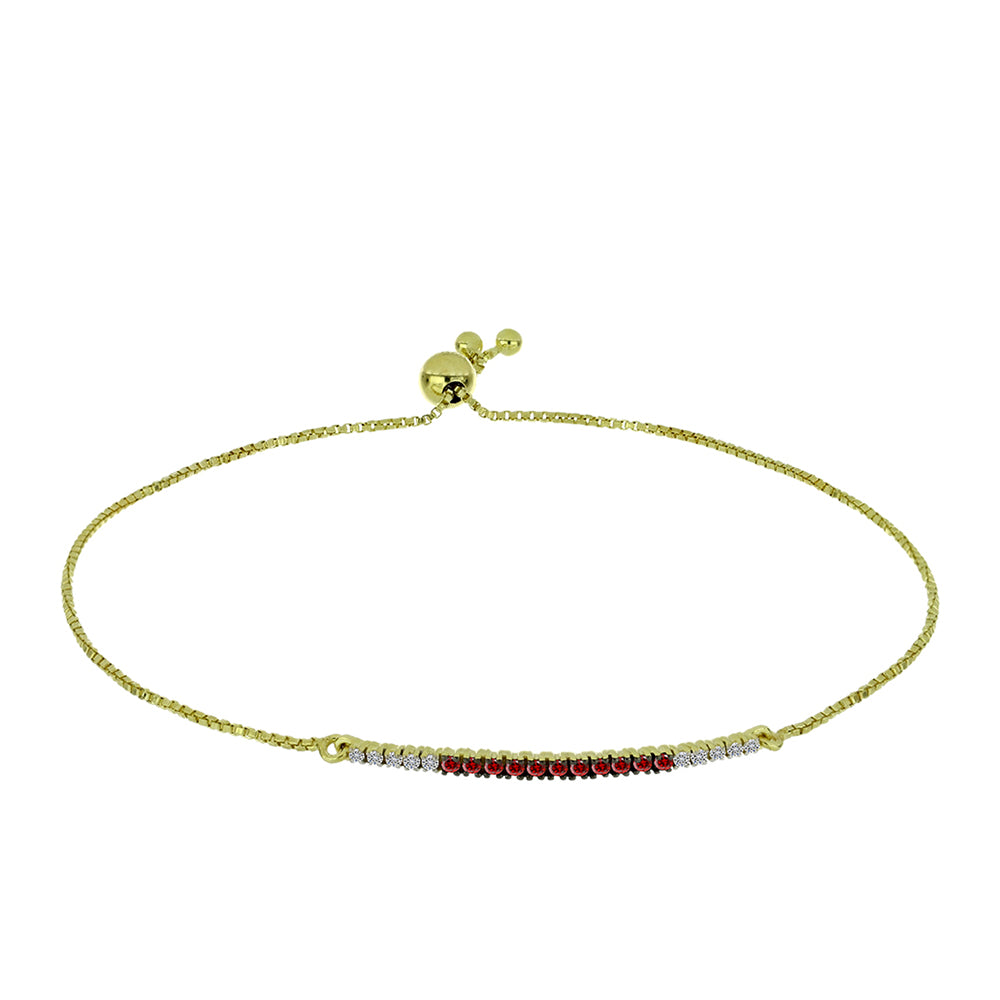 Goldplattiertes Silberarmband mit rotem Diamant und weißem Diamant 1 