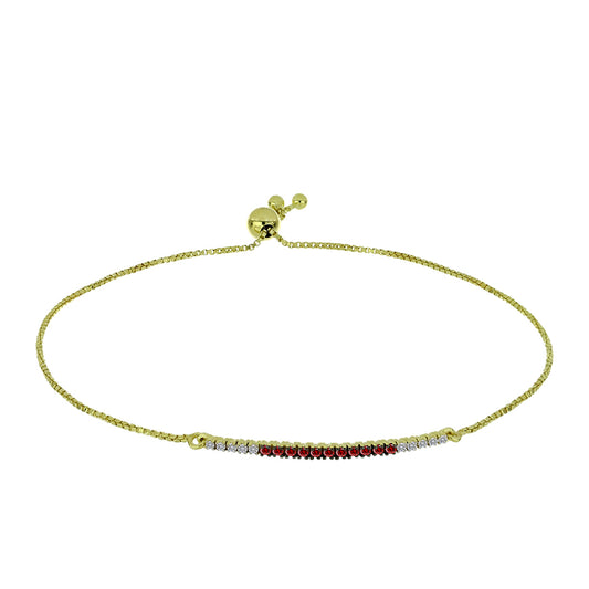 Goldplattiertes Silberarmband mit rotem Diamant und weißem Diamant