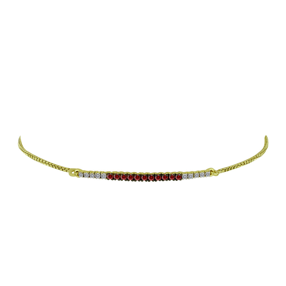 Goldplattiertes Silberarmband mit rotem Diamant und weißem Diamant 2 