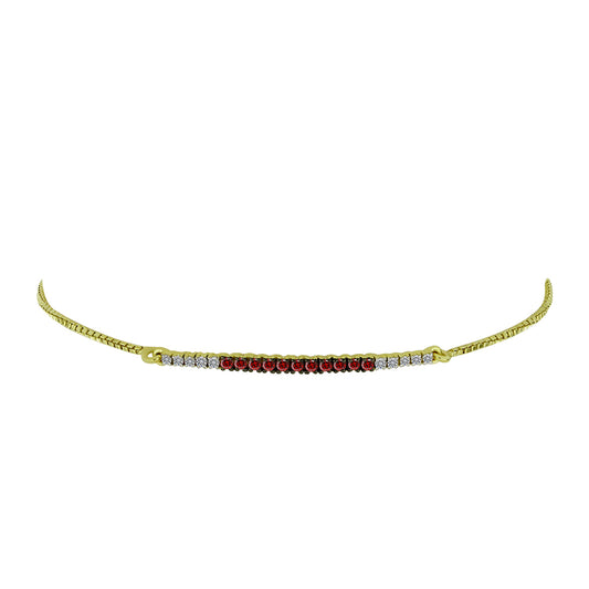 Goldplattiertes Silberarmband mit rotem Diamant und weißem Diamant