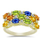 Goldplattierter Silberring mit regenbogenfarbenem Rosebery Saphir und weißem Topas