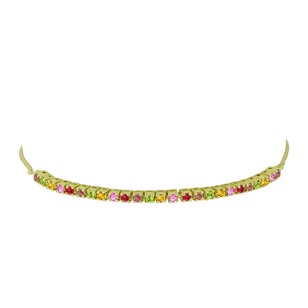 Goldplattiertes Silberarmband mit regenbogenfarbenem Rosebery Saphir 2 