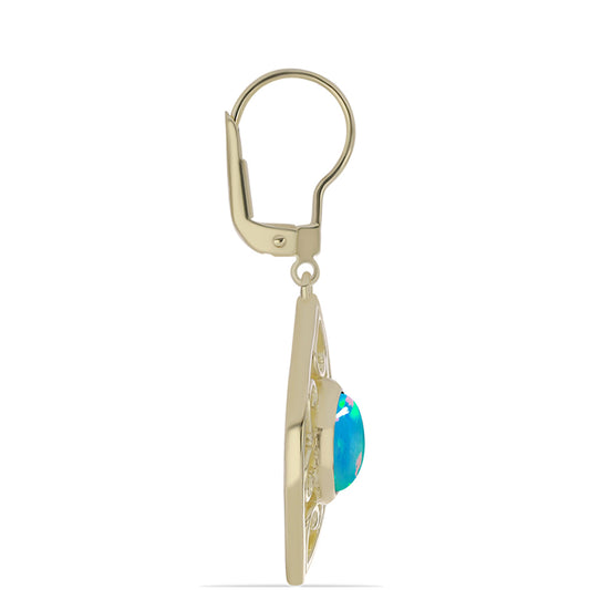 Goldplattierte Silberohrringe mit äthiopischem Paraiba-Blauopal