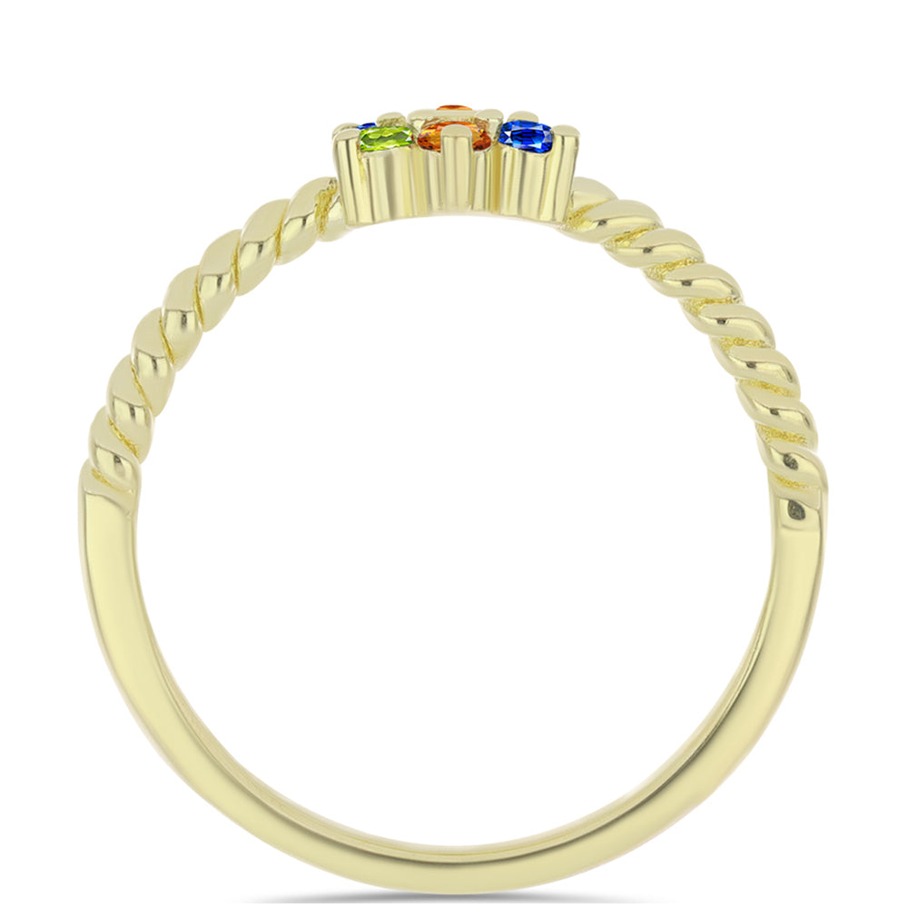 Goldplattierter Silberring mit regenbogenfarbenem Rosebery Saphir und weißem Topas 2 