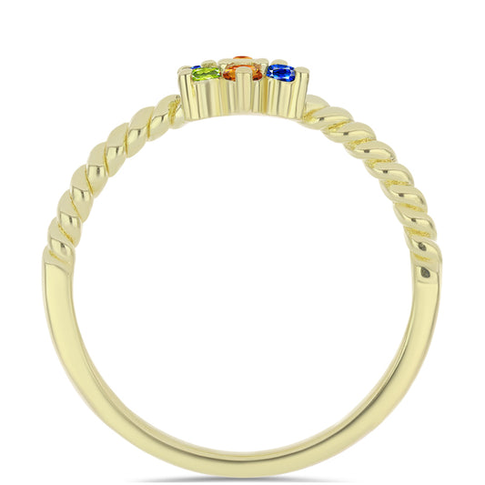 Goldplattierter Silberring mit regenbogenfarbenem Rosebery Saphir und weißem Topas