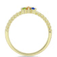 Goldplattierter Silberring mit regenbogenfarbenem Rosebery Saphir und weißem Topas