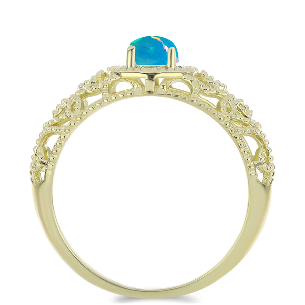 Goldplattierter Silberring mit äthiopischem Paraiba-Blauopal
