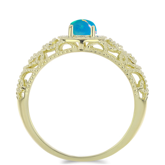 Goldplattierter Silberring mit äthiopischem Paraiba-Blauopal