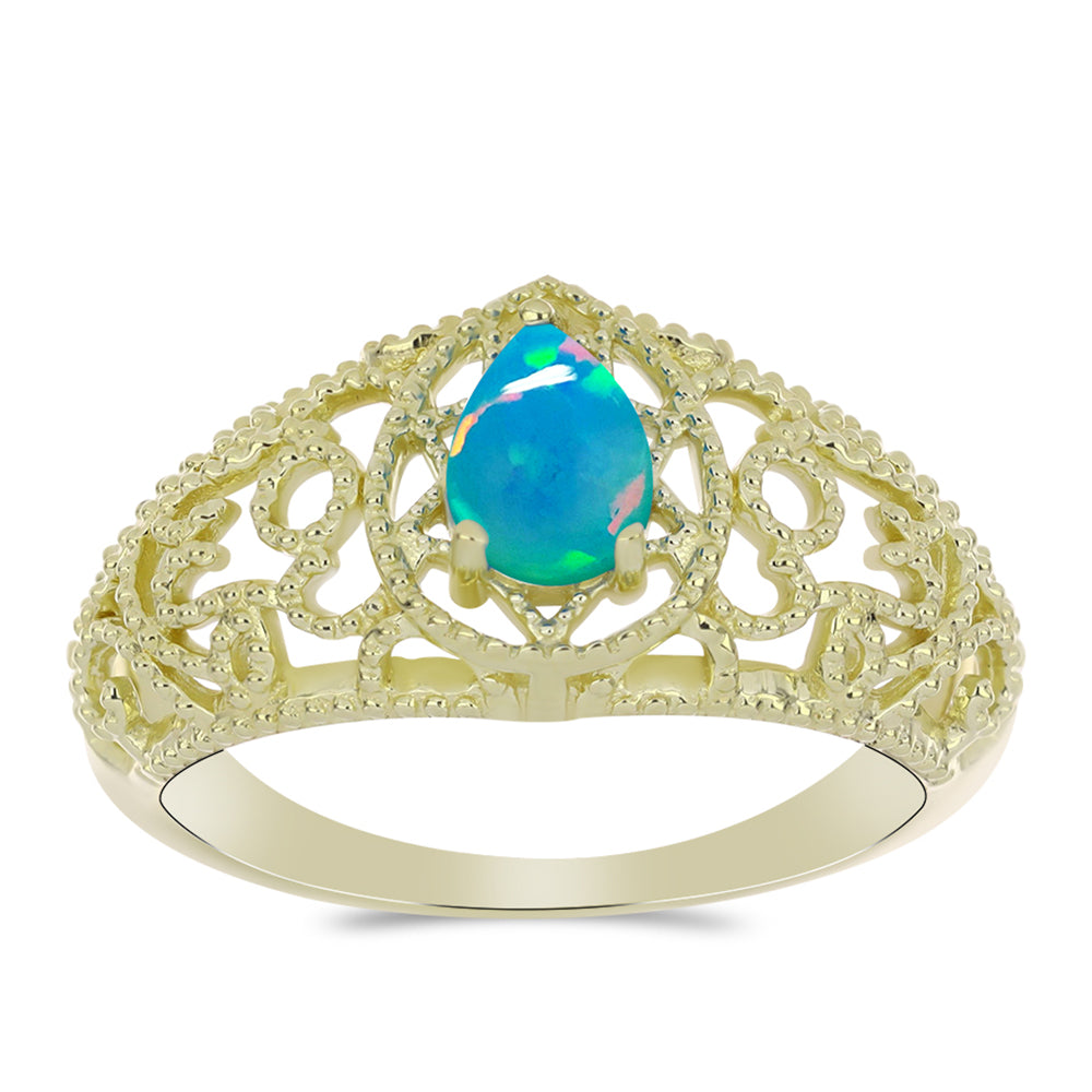 Goldplattierter Silberring mit äthiopischem Paraiba-Blauopal