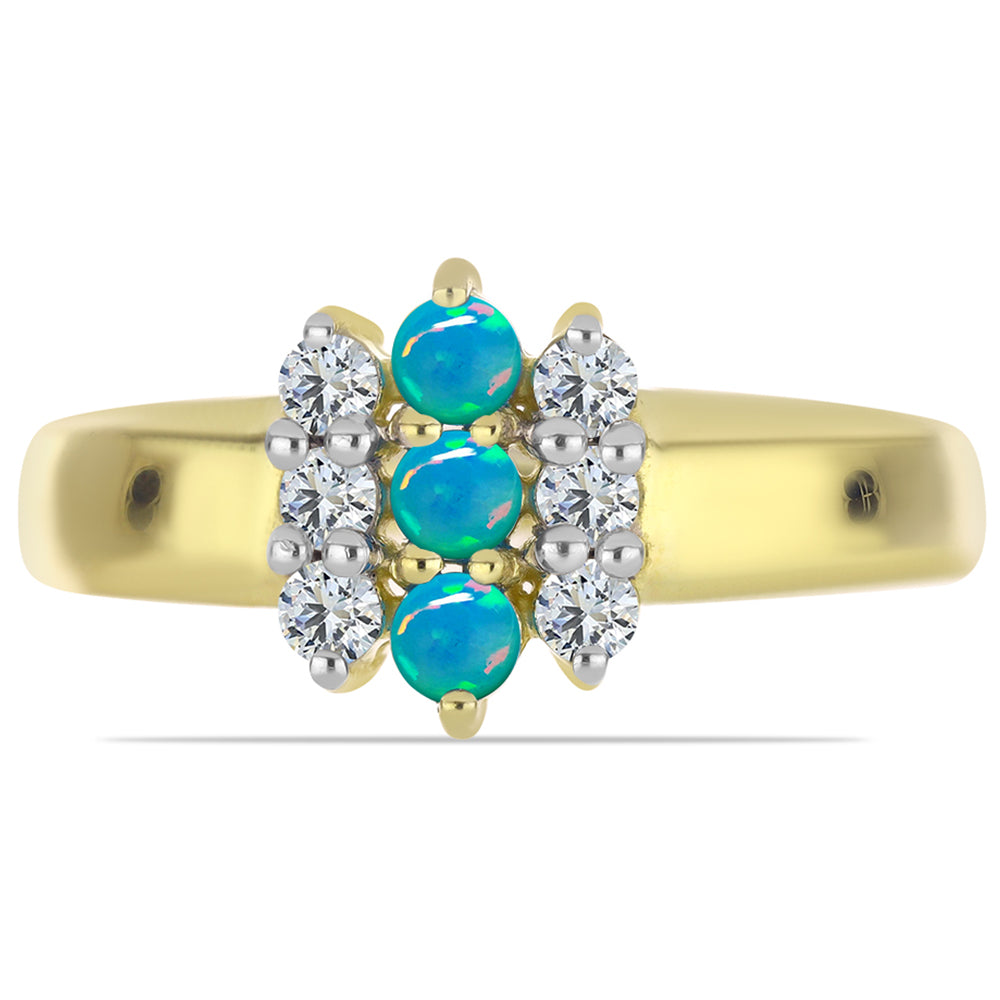 Goldplattierter Silberring mit äthiopischem Paraiba-Blauopal und weißem Topas