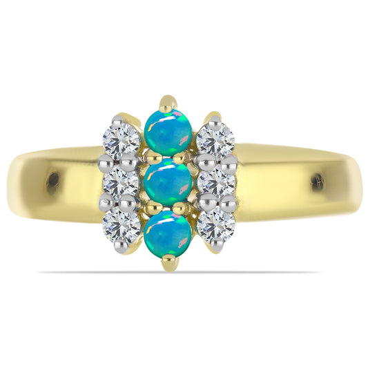 Goldplattierter Silberring mit äthiopischem Paraiba-Blauopal und weißem Topas
