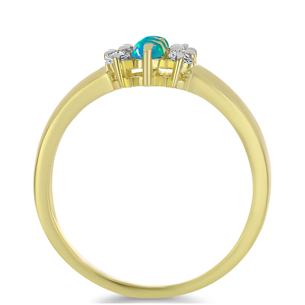 Goldplattierter Silberring mit äthiopischem Paraiba-Blauopal und weißem Topas