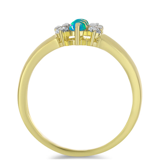 Goldplattierter Silberring mit äthiopischem Paraiba-Blauopal und weißem Topas