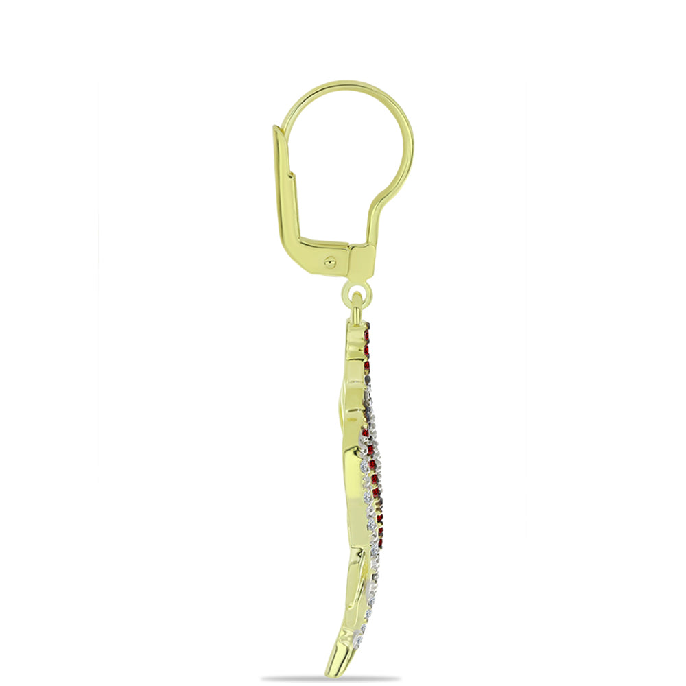 Goldplattierte Silberohrringe mit rotem Diamant und weißem Diamant 2 