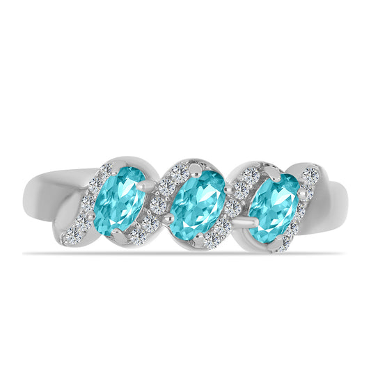 Silberring mit Paraiba Quarz und weißem Topas