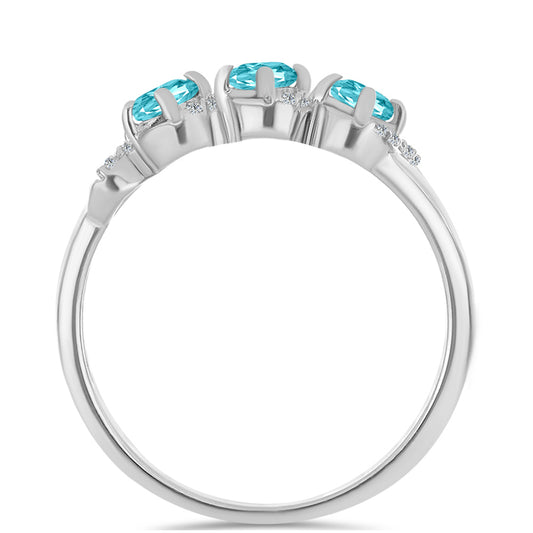 Silberring mit Paraiba Quarz und weißem Topas