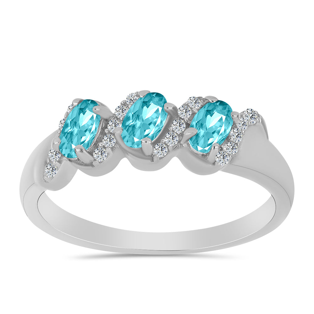 Silberring mit Paraiba Quarz und weißem Topas 3 