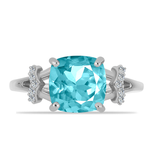 Silberring mit Paraiba Quarz und weißem Topas