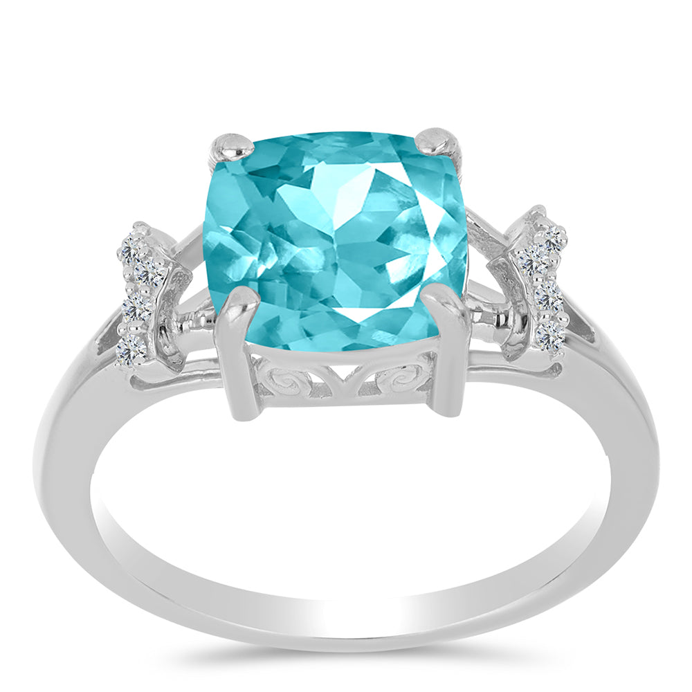 Silberring mit Paraiba Quarz und weißem Topas